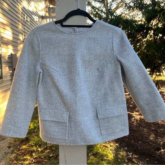 Talbots Jackets & Blazers - TALBOTS Women's Collarless Wool Jacket Blazer Gray Front Pockets